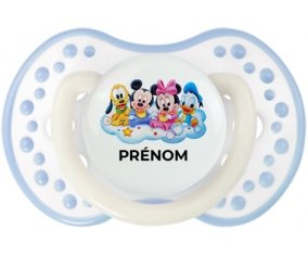 Disney Mickey donald pluto et bingo design 3 avec prénom : Blanc-cyan classique Tétine embout Lovi Dynamic