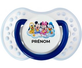 Disney Mickey donald pluto et bingo design 3 avec prénom : Marine-blanc-bleu classique Tétine embout Lovi Dynamic