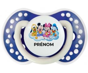 Disney Mickey donald pluto et bingo design 3 avec prénom : Bleu-marine phosphorescente Tétine embout Lovi Dynamic