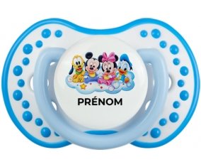 Disney Mickey donald pluto et bingo design 3 avec prénom : Blanc-bleu phosphorescente Tétine embout Lovi Dynamic