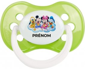 Disney Mickey donald pluto et bingo design 3 avec prénom : Vert classique Tétine embout anatomique