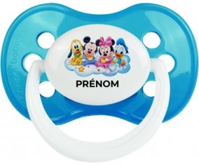 Disney Mickey donald pluto et bingo design 3 avec prénom : Cyan classique Tétine embout anatomique