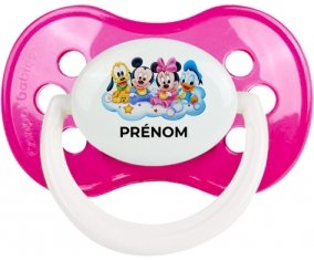 Disney Mickey donald pluto et bingo design 3 avec prénom : Rose foncé classique Tétine embout anatomique