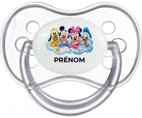 Disney Mickey donald pluto et bingo design 3 avec prénom : Transparente classique Tétine embout anatomique