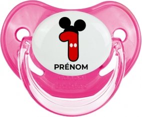 Disney Mickey Numéro 1 avec prénom : Rose classique Tétine embout physiologique
