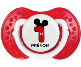 Disney Mickey Numéro 1 avec prénom : Blanc-rouge classique Tétine embout Lovi Dynamic