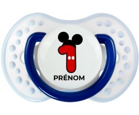 Disney Mickey Numéro 1 avec prénom : Marine-blanc-bleu classique Tétine embout Lovi Dynamic