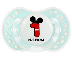 Disney Mickey Numéro 1 avec prénom : Retro-turquoise-lagon classique Tétine embout Lovi Dynamic