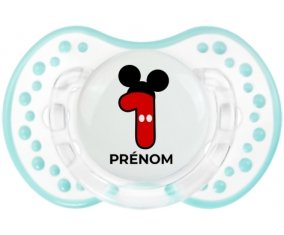 Disney Mickey Numéro 1 avec prénom : Retro-blanc-lagon classique Tétine embout Lovi Dynamic