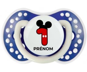 Disney Mickey Numéro 1 avec prénom : Bleu-marine phosphorescente Tétine embout Lovi Dynamic