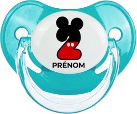 Disney Mickey Numéro 2 avec prénom : Bleue classique Tétine embout physiologique