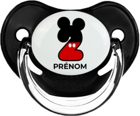 Disney Mickey Numéro 2 avec prénom : Noir classique Tétine embout physiologique