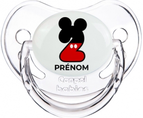 Disney Mickey Numéro 2 avec prénom : Transparent classique Tétine embout physiologique
