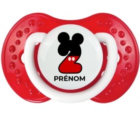 Disney Mickey Numéro 2 avec prénom : Blanc-rouge classique Tétine embout Lovi Dynamic