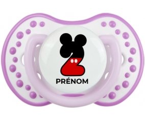 Disney Mickey Numéro 2 avec prénom : Blanc-mauve classique Tétine embout Lovi Dynamic