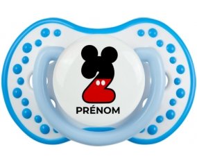 Disney Mickey Numéro 2 avec prénom : Blanc-bleu phosphorescente Tétine embout Lovi Dynamic