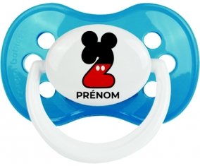 Disney Mickey Numéro 2 avec prénom : Cyan classique Tétine embout anatomique