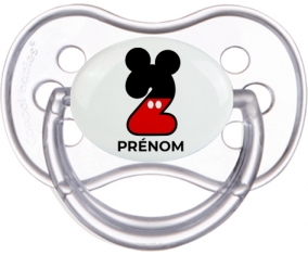 Disney Mickey Numéro 2 avec prénom : Transparente classique Tétine embout anatomique