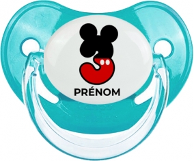 Disney Mickey Numéro 3 avec prénom : Sucette Physiologique personnalisée