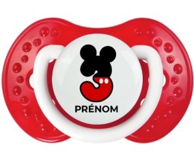 Disney Mickey Numéro 3 avec prénom : Blanc-rouge classique Tétine embout Lovi Dynamic