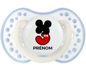 Disney Mickey Numéro 3 avec prénom : Blanc-cyan classique Tétine embout Lovi Dynamic