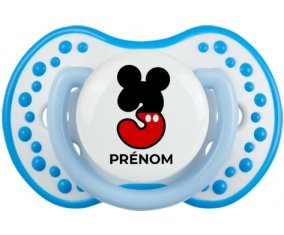 Disney Mickey Numéro 3 avec prénom : Blanc-bleu phosphorescente Tétine embout Lovi Dynamic