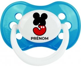 Disney Mickey Numéro 3 avec prénom : Cyan classique Tétine embout anatomique