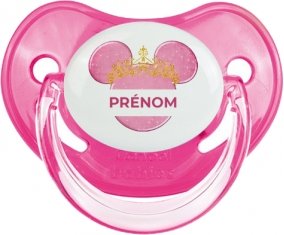Disney Minnie rose courone doré avec prénom : Rose classique Tétine embout physiologique