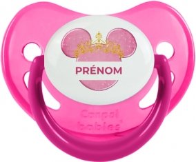 Disney Minnie rose courone doré avec prénom : Rose phosphorescente Tétine embout physiologique