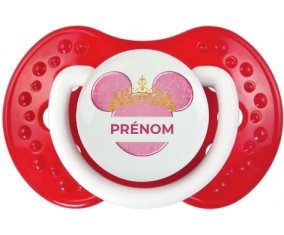 Disney Minnie rose courone doré avec prénom : Blanc-rouge classique Tétine embout Lovi Dynamic