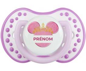 Disney Minnie rose courone doré avec prénom : Blanc-mauve classique Tétine embout Lovi Dynamic