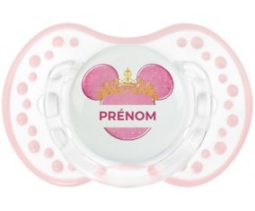 Disney Minnie rose courone doré avec prénom : Retro-blanc-rose-tendre classique Tétine embout Lovi Dynamic