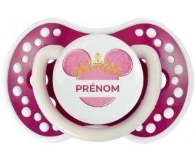 Disney Minnie rose courone doré avec prénom : Fuchsia phosphorescente Tétine embout Lovi Dynamic