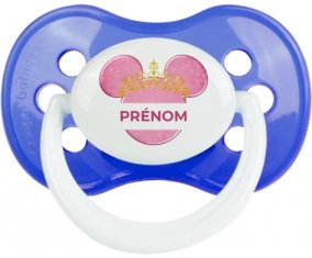 Disney Minnie rose courone doré avec prénom : Bleu classique Tétine embout anatomique
