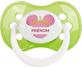Disney Minnie rose courone doré avec prénom : Vert classique Tétine embout anatomique