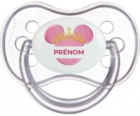 Disney Minnie rose courone doré avec prénom : Transparente classique Tétine embout anatomique