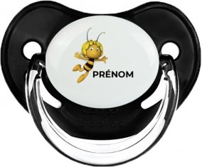 Maya l'abeille avec prénom : Noir classique Tétine embout physiologique