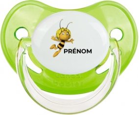 Maya l'abeille avec prénom : Vert classique Tétine embout physiologique