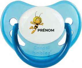 Maya l'abeille avec prénom : Bleue phosphorescente Tétine embout physiologique