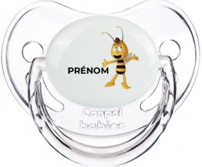 Willy l'abeille avec prénom : Transparent classique Tétine embout physiologique