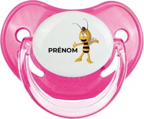 Willy l'abeille avec prénom : Rose classique Tétine embout physiologique