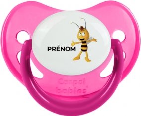 Willy l'abeille avec prénom : Rose phosphorescente Tétine embout physiologique