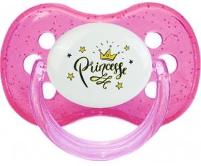 Couronne jaune étoile princesse design-1 : Rose à paillette Tétine embout cerise