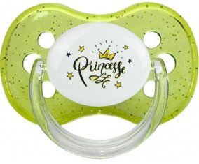 Couronne jaune étoile princesse design-1 : Vert à paillette Tétine embout cerise
