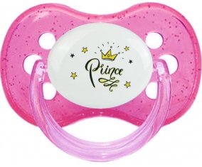 Couronne jaune étoile prince design-1 : Rose à paillette Tétine embout cerise