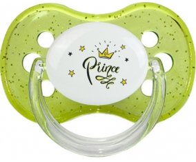 Couronne jaune étoile prince design-1 : Vert à paillette Tétine embout cerise