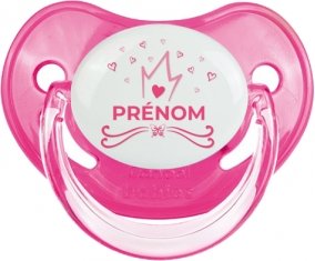 Couronne rose cœur design-1 avec prénom : Rose classique Tétine embout physiologique