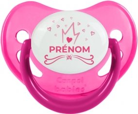 Couronne rose cœur design-1 avec prénom : Rose phosphorescente Tétine embout physiologique