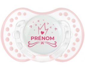 Couronne rose cœur design-1 avec prénom : Retro-blanc-rose-tendre classique Tétine embout Lovi Dynamic
