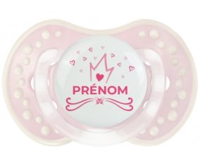 Couronne rose cœur design-1 avec prénom : Retro-rose-tendre classique Tétine embout Lovi Dynamic